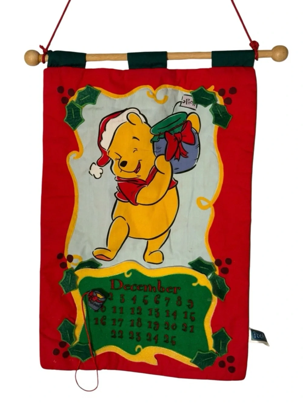 Vintage Disney Winnie the Pooh Christmas Countdown Advent Wall Hanging Calendar